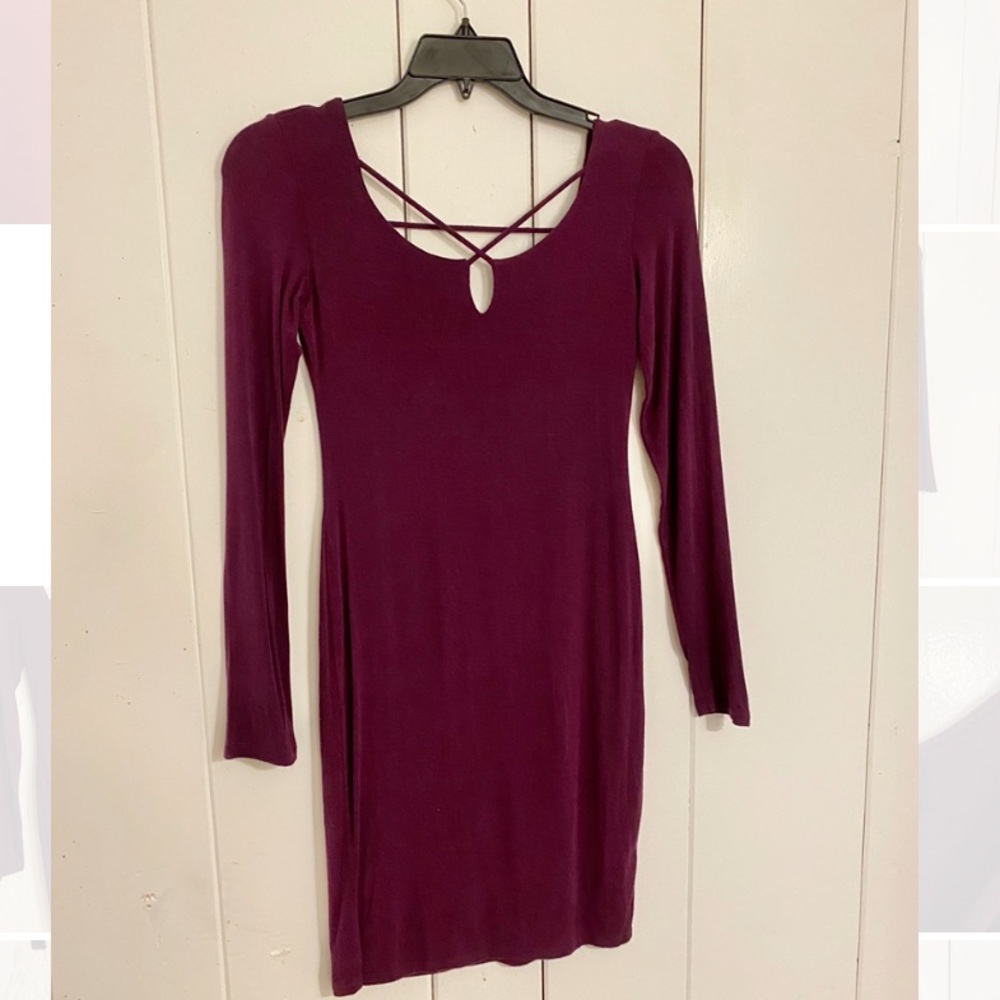 Longer sleeve maroon dress